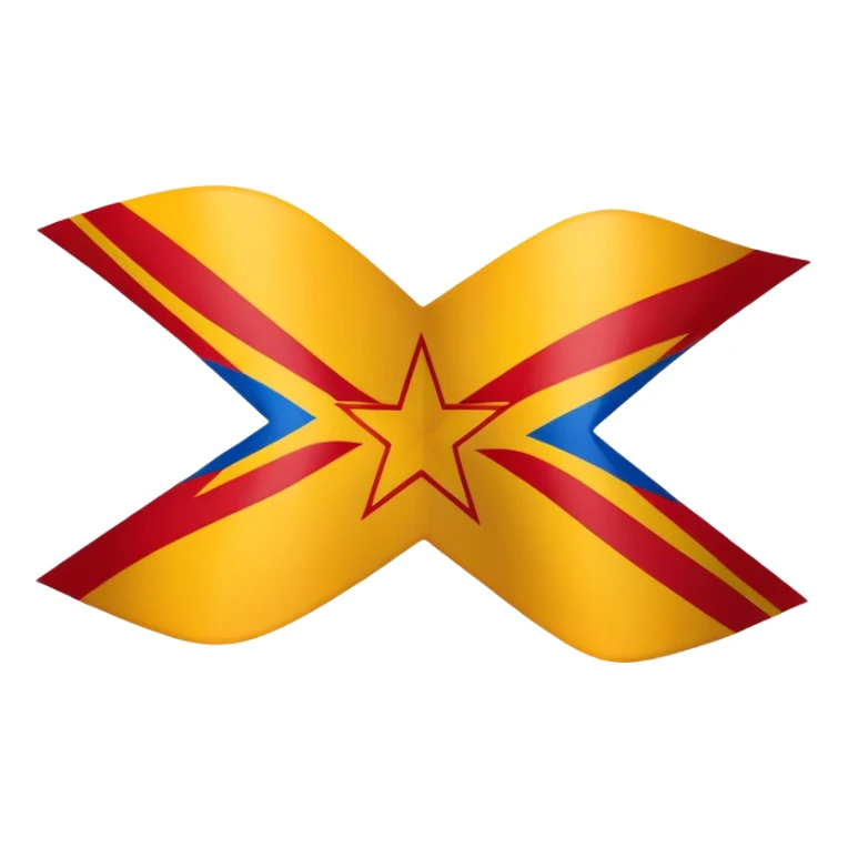 stylized Catalonian estelada flag emoji with vibrant red and yellow stripes, prominent blue triangle, white five-pointed star sticker