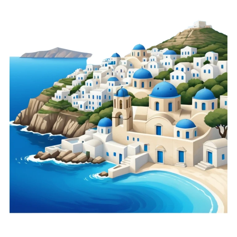 a greek island seen from the sea sticker