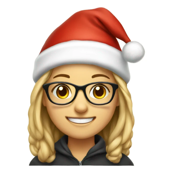 smiling  girl with glasses and Santa hatportrait sticker