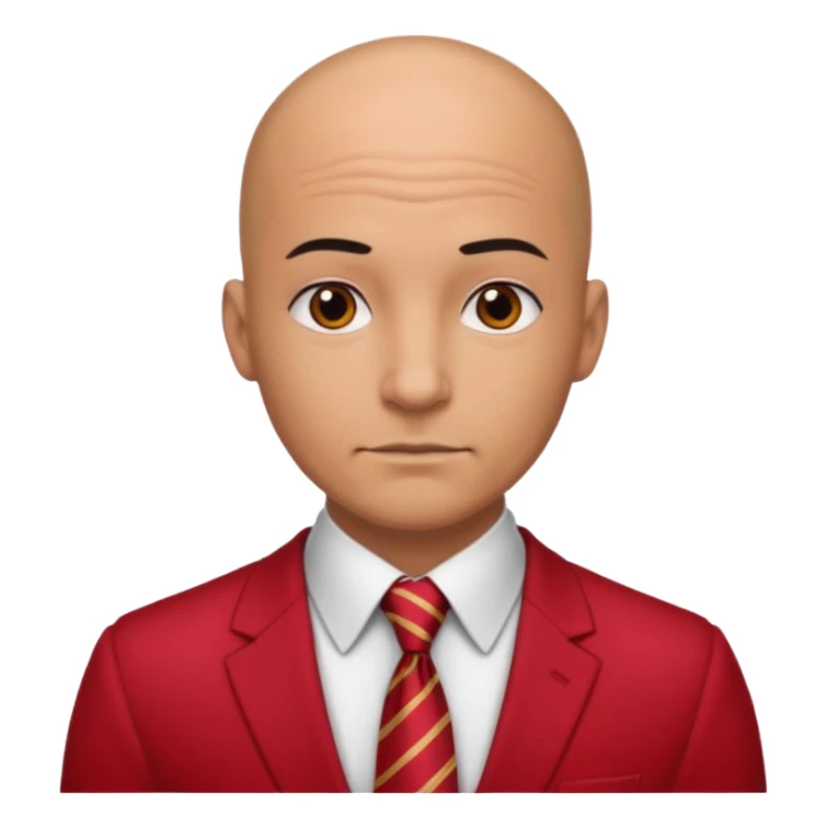 man Bald with red necktie, red dress,tatto. sticker