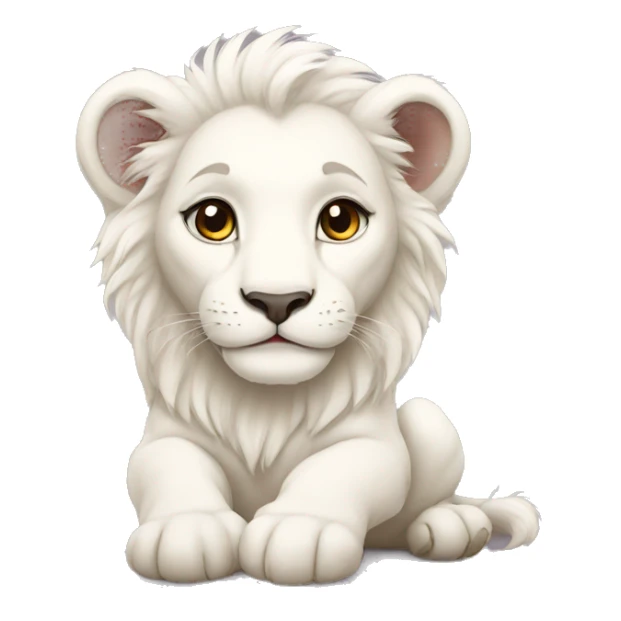 Baby cute  white lion  sticker