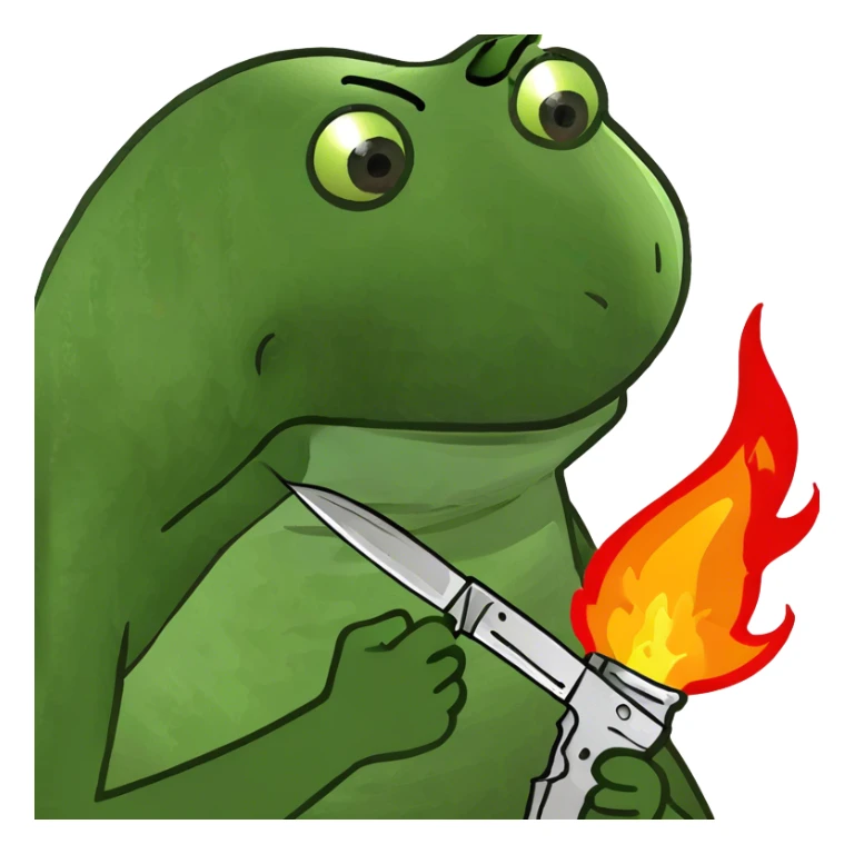 Kermit the Frog with a knife and it’s on fire  sticker