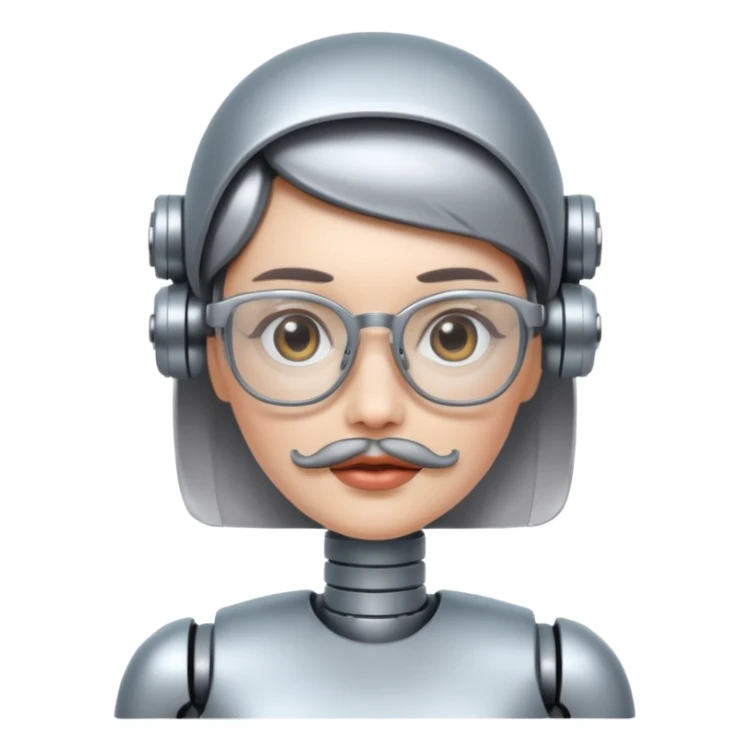 robotic woman with glasses mustache  sticker