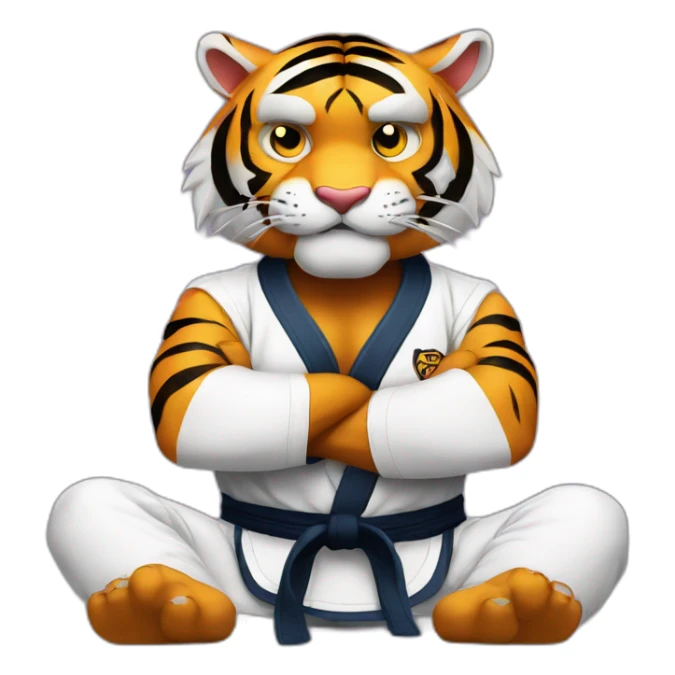 Tiger with evil face   jiu jitsu with his arms crossed sticker