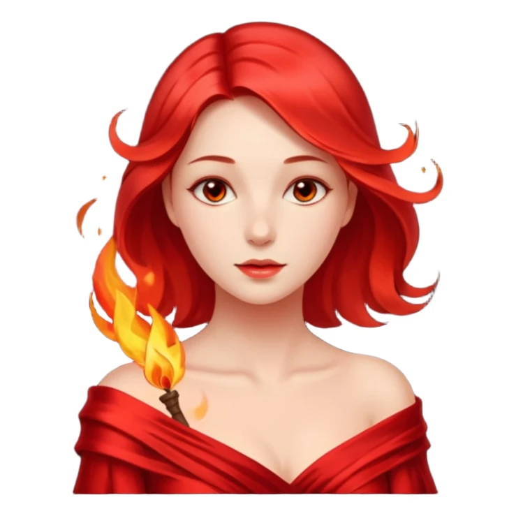 Woman slowly letting red silk fall from her shoulders, firelight flicker sticker
