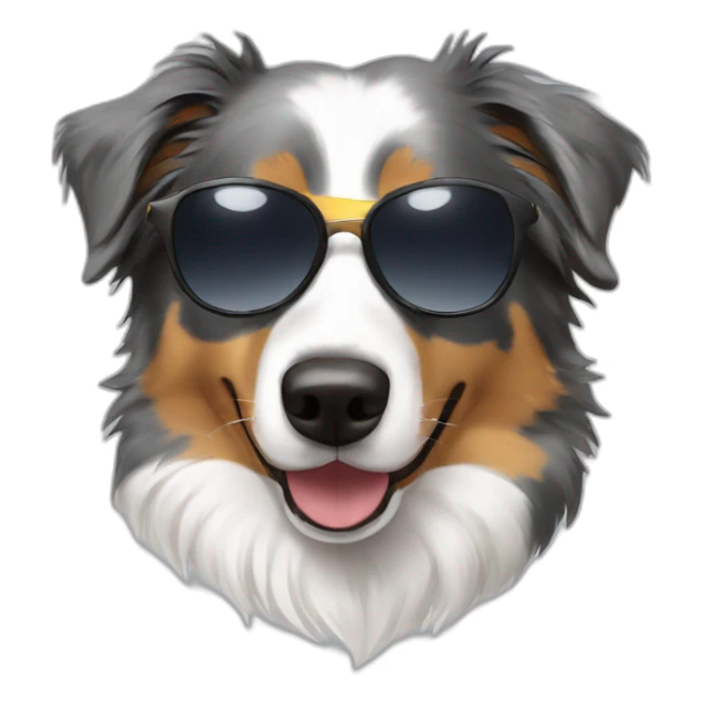 An Australian shepherd with sunglasses and wearing hoodies  sticker
