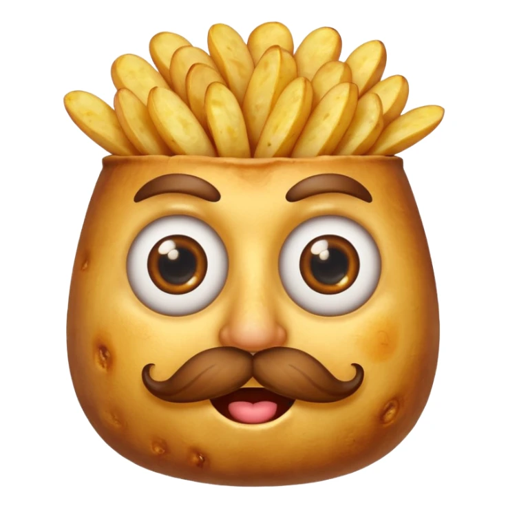 fried potato with eyes and mustache sticker