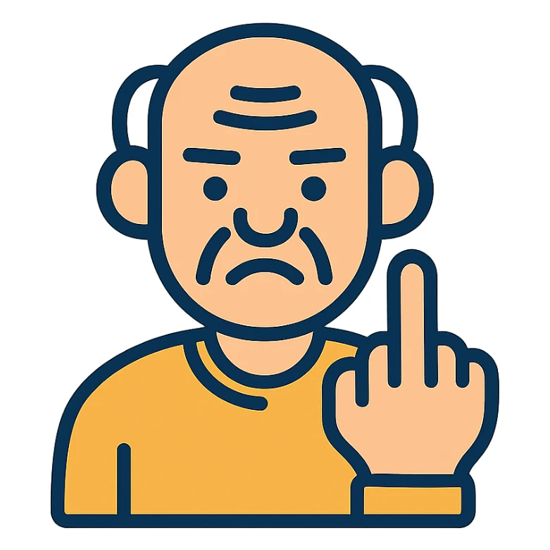 an old man giving the middle finger sticker