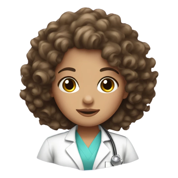 Cute Brunette curly hair nurse  sticker