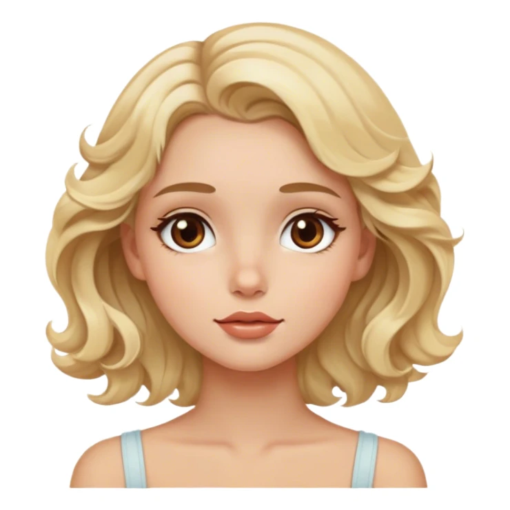blonde model, brown eyes, medium wavy hair, daydreaming sticker
