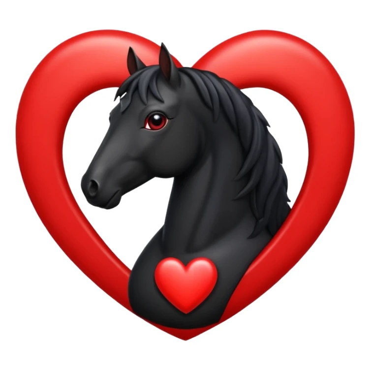 Black Horse centered within a red heart emoji sticker