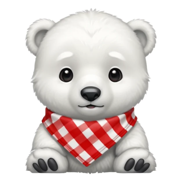 baby polar bear wearing a red and white checkered Neckerchief sticker