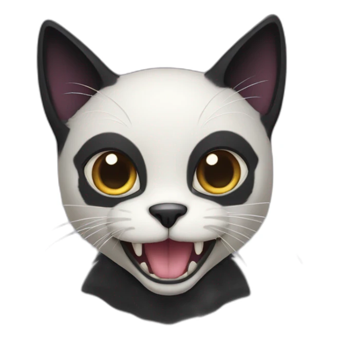 black cat with a white spot on the chest and vamier teeth sticker