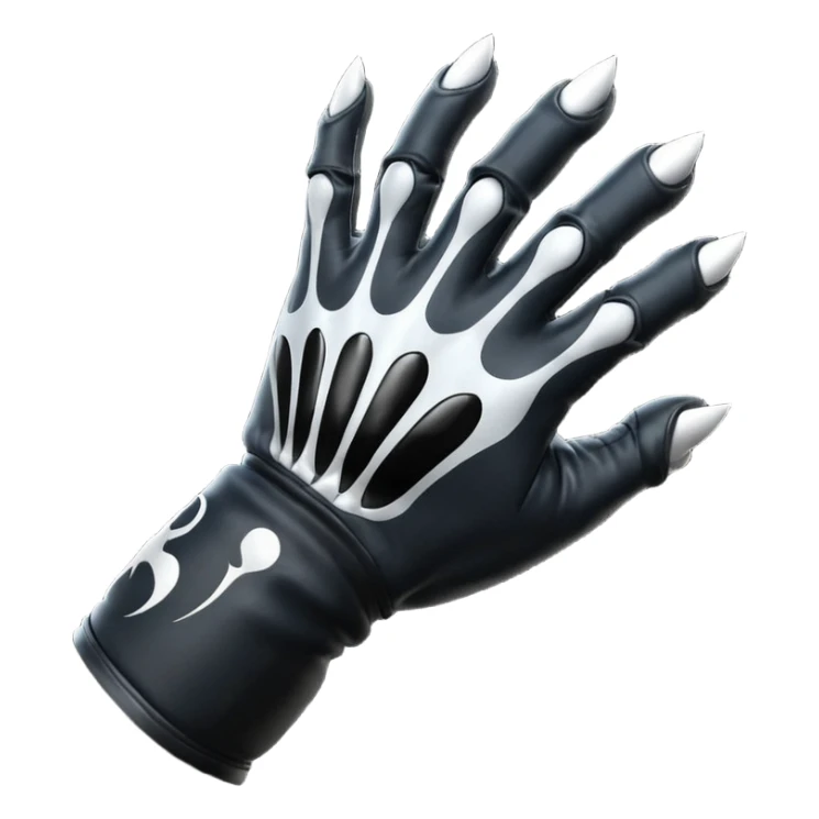 Venom glove object icon, black fingerless fighting glove, glossy venom texture cartoon, mobile game icon style, centered, soft shadow, clean background. Black and white color scheme, venom symbiote style. sticker