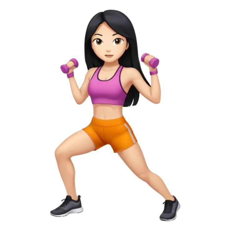 Long hair asian girl working out sticker