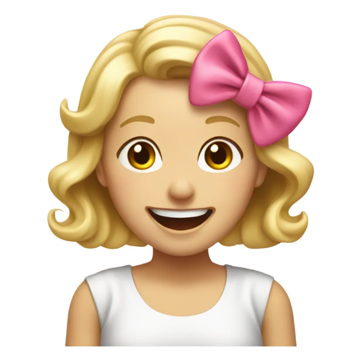 Blond girl with pink bow in hair laughing  sticker