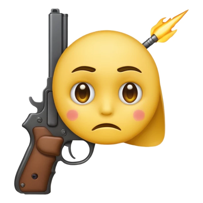 yellow emoji face with sad face with a gun pointed to its head sticker