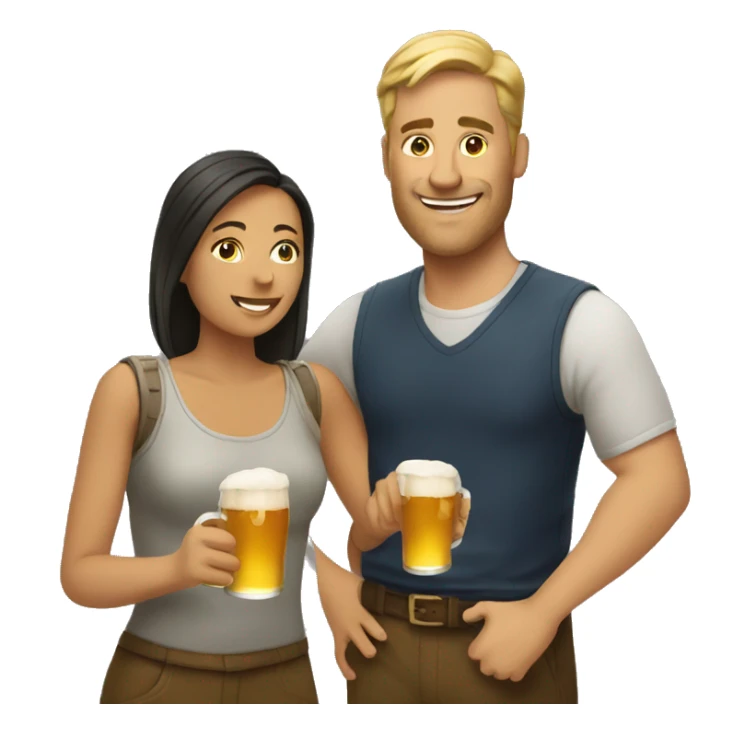 man and woman drinking beer sticker
