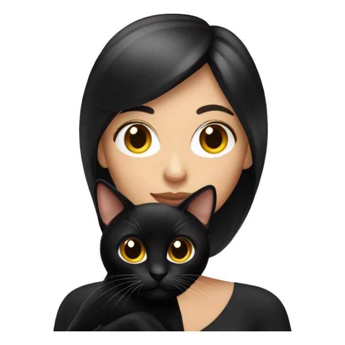 Pretty brunette woman holding Black cat sticker