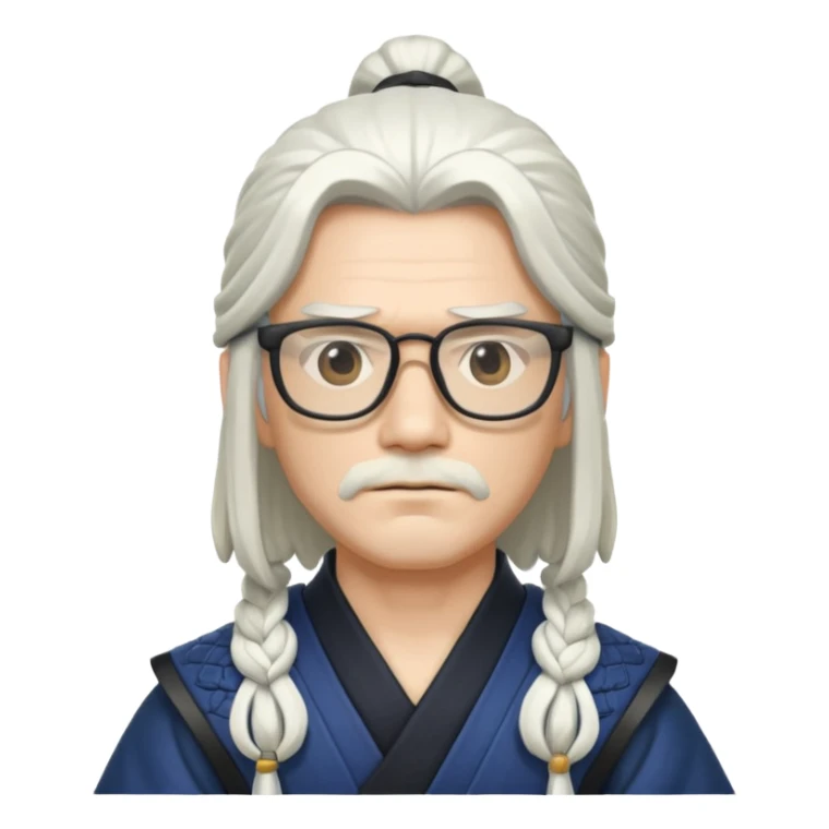 white long hair samurai with glasses sticker