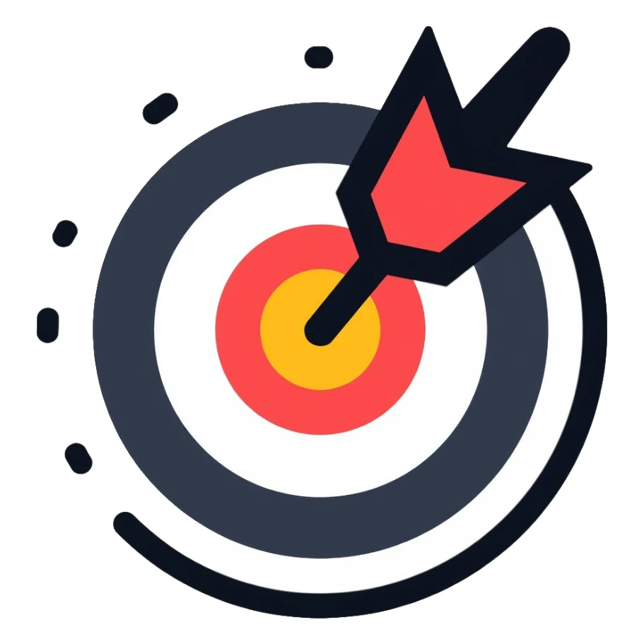 target bullseye with an arrow hitting the center sticker