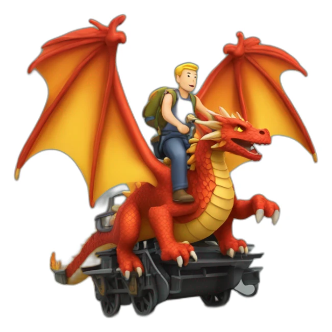 Homme sur un dragon en train de voler cracher du feu sticker