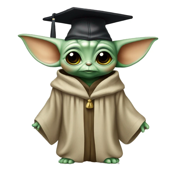 baby yoda wearing graduation cap sticker