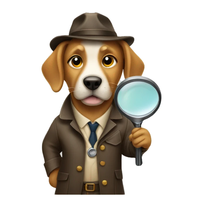dog detective holding a magnifying glass sticker