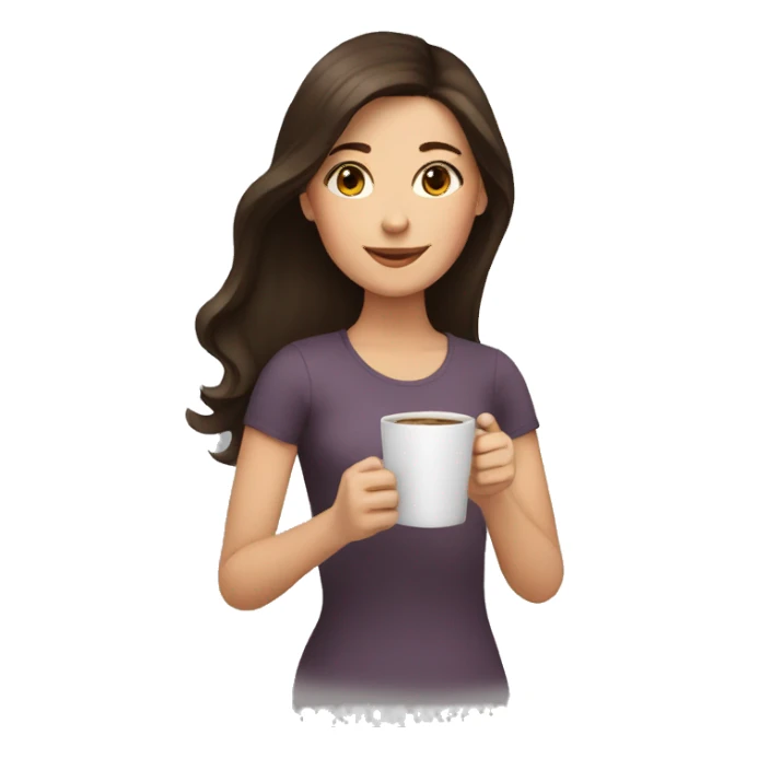 brunette girl holding a cup of coffee sticker