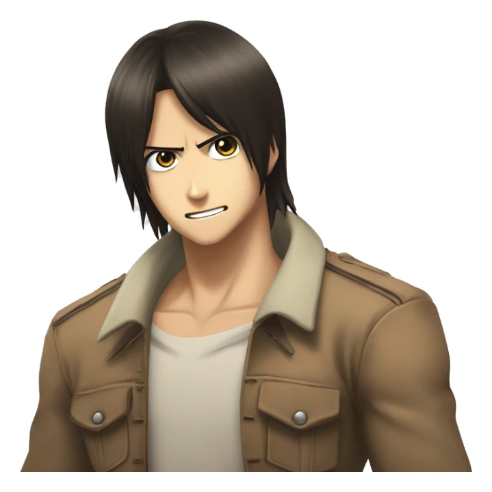 Eren Yeager with long hair from Attack on Titan sticker