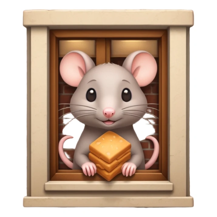 cute rat peeking out of a restaurant building sticker