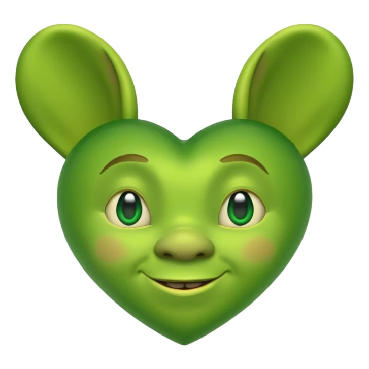 green heart emoji but with shrek ears sticker