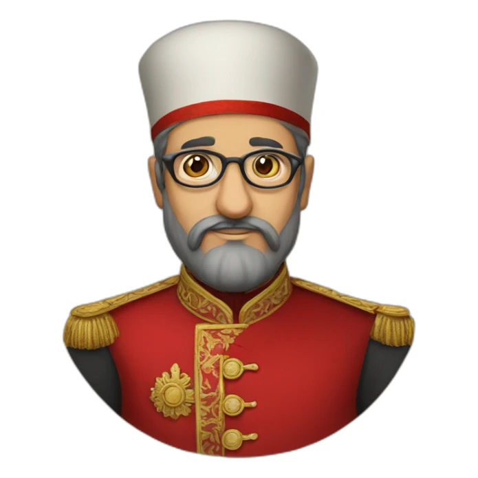 ottoman pasha wearing glasses and red fez sticker