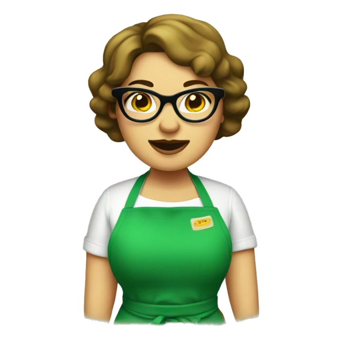 chubby lady green apron  with glasses cooking tacos sticker