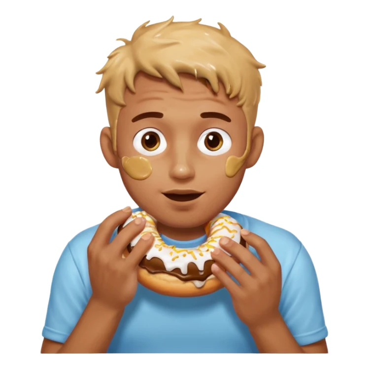 A man messily eating a filled donut, the donut is filled with Boston cream and it’s making a mess everywhere sticker