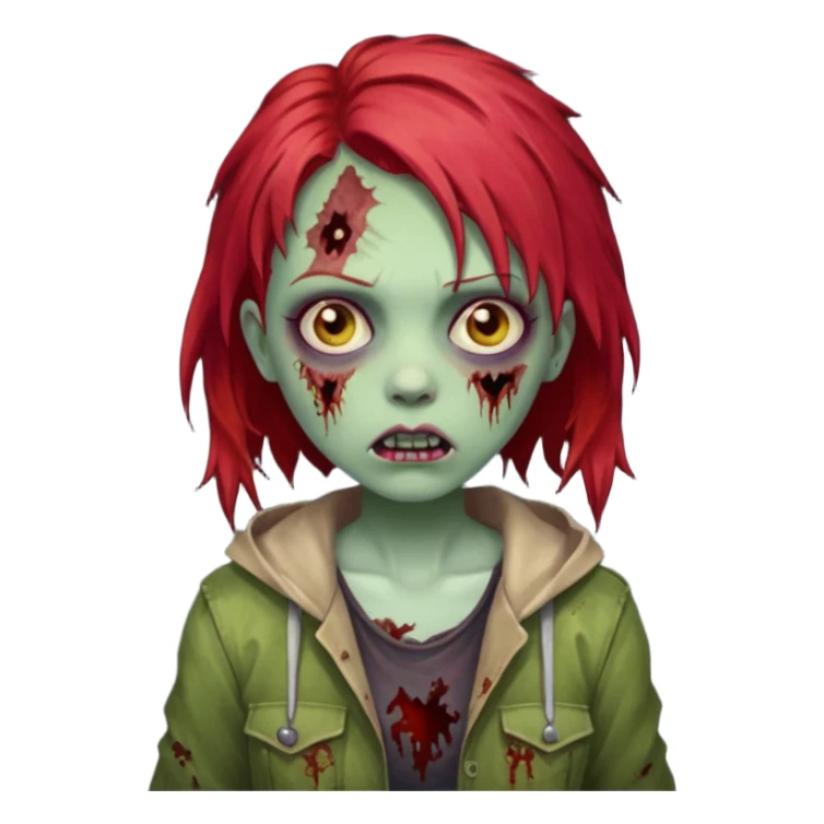 girl zombie with red hair sticker