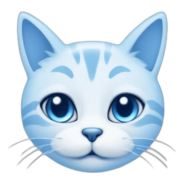 Blue simplistic sketch of a cute cat face sticker