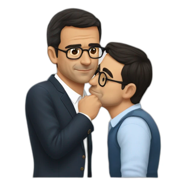 Pedro Sánchez kissing to Carles Puigdemomt with glasses sticker