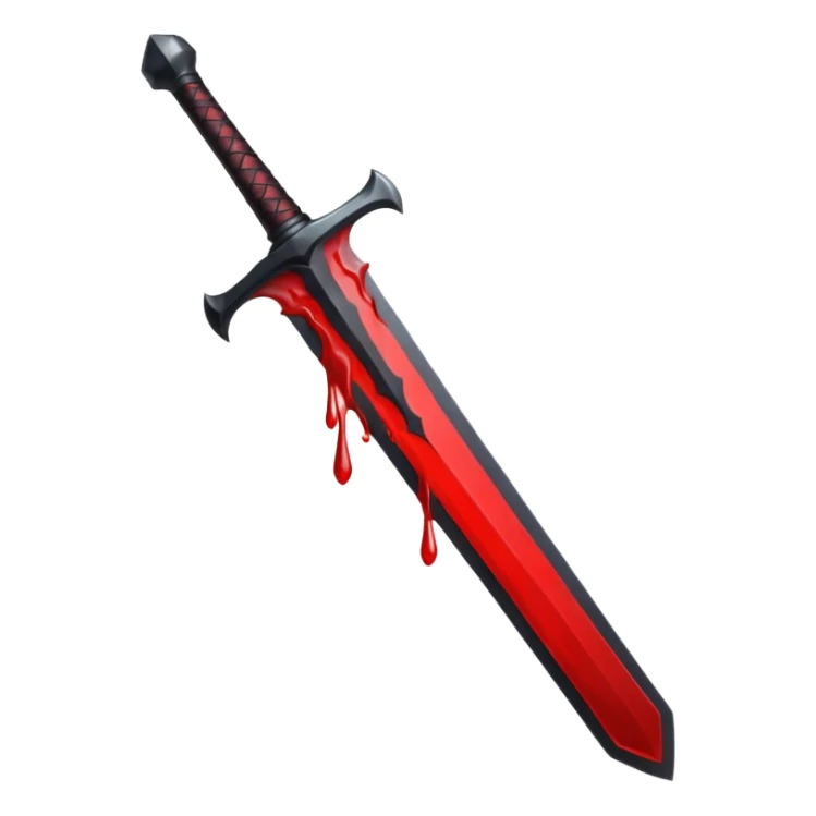 iOS sticker, dark sword, black blade, red blood drop, minimal sticker