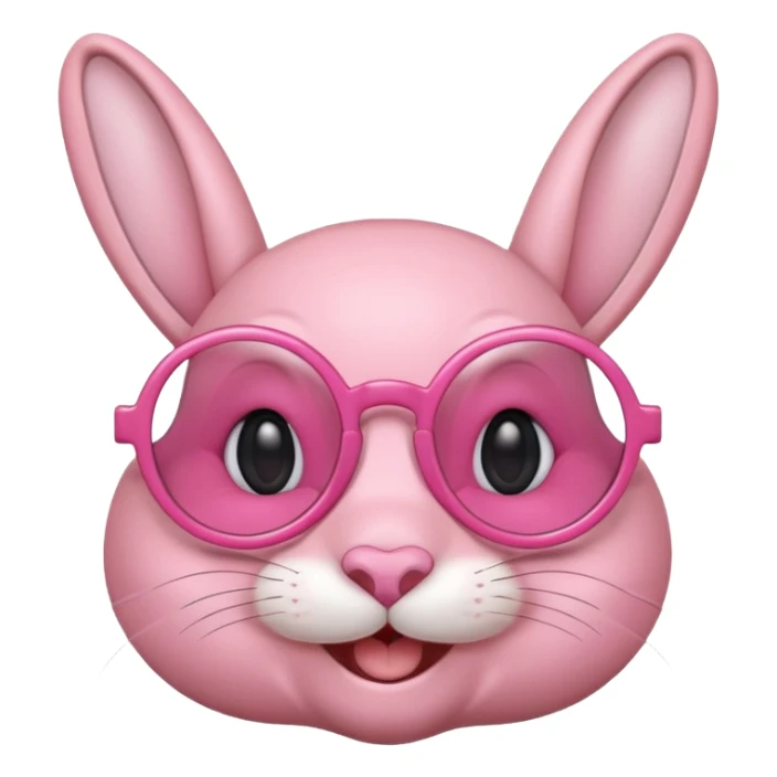 Pink bunny with big circular glasses, smiling, half body sticker