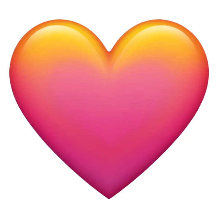 Bright yellow to orange to dark pink gradient heart sticker