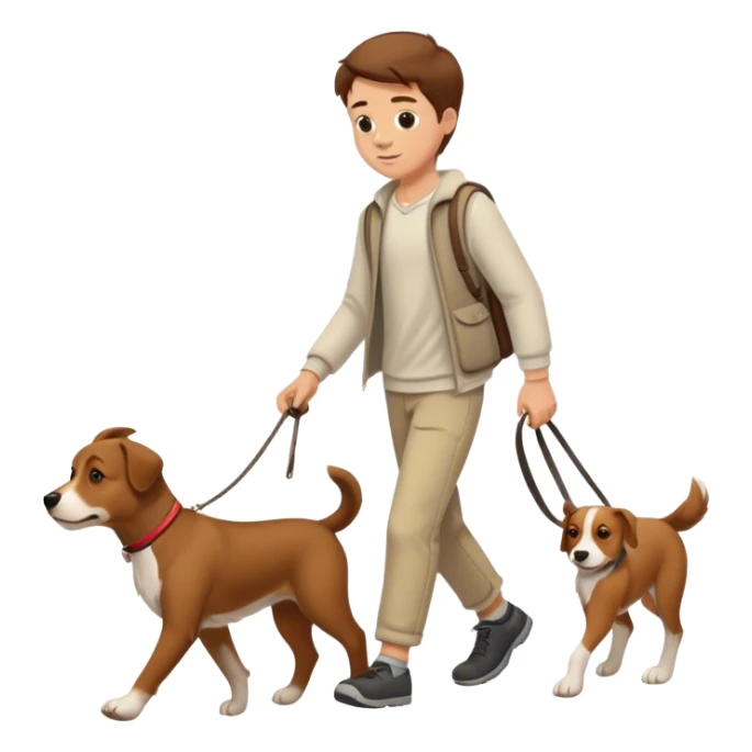 white boy with brown hairs walking with dog sticker