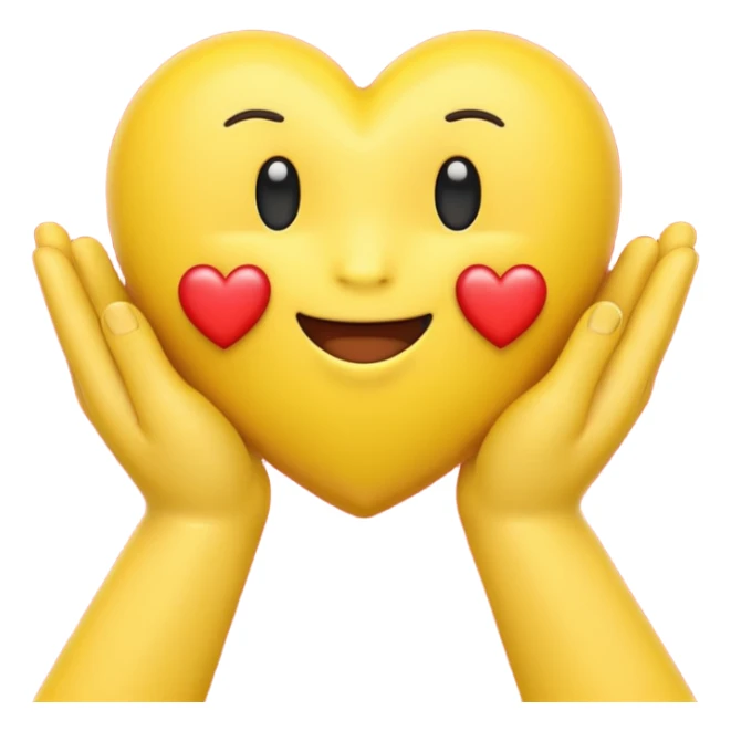Emoji with hands holding heart sticker