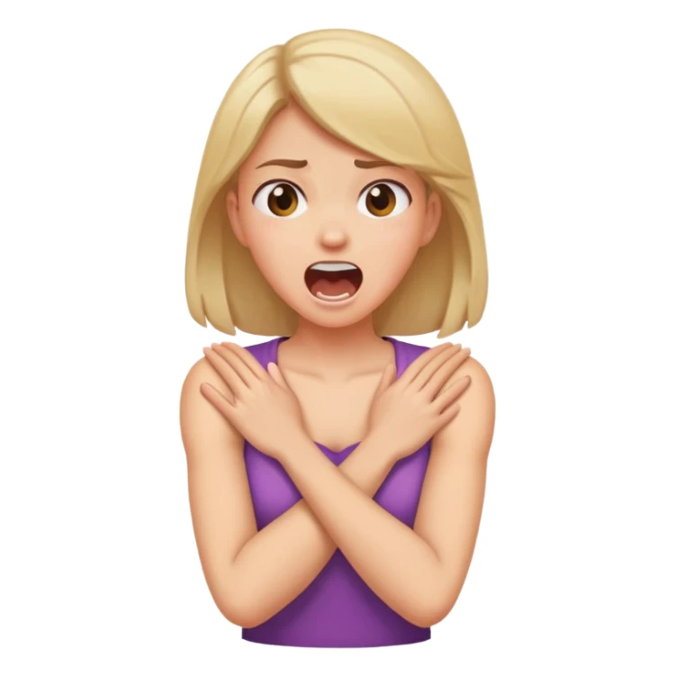 Girl arms crossed grabbing her neck screaming  sticker