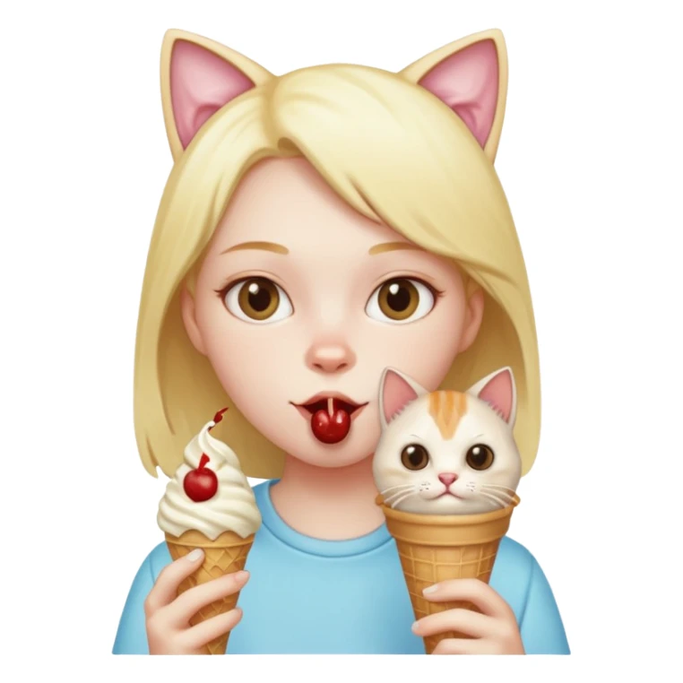 Kedi lie insanın birleşimi dondurma yyiyor sticker