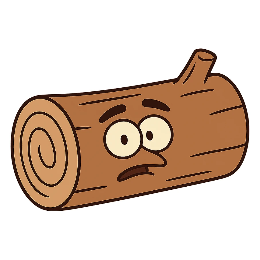 simple cartoon style wooden log, no background sticker