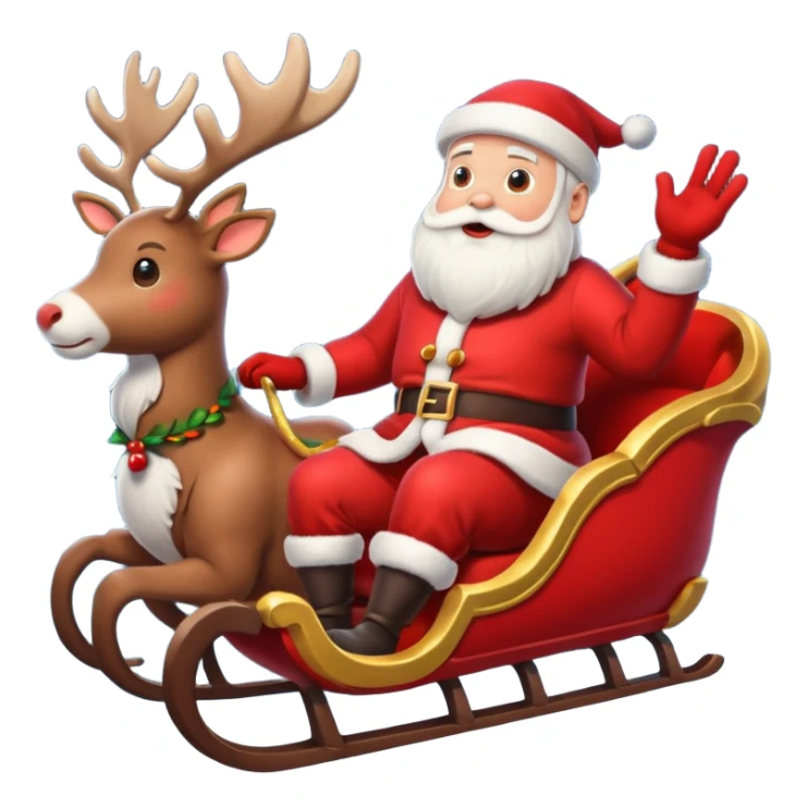 santa in his sleigh in flight sticker