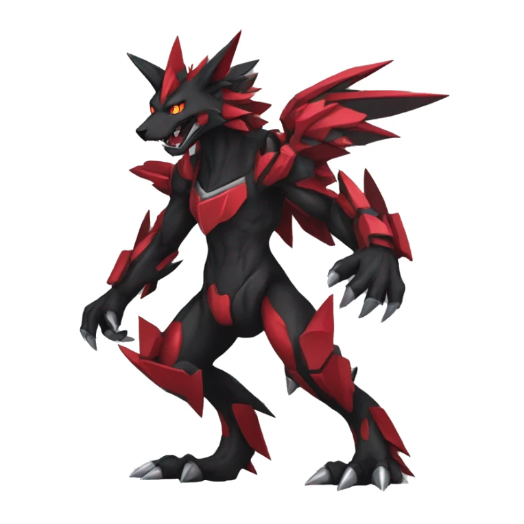  Cool Edgy Black Red Digimon-Fakemon-Garurumon-Loogamon-Wolf full body sticker