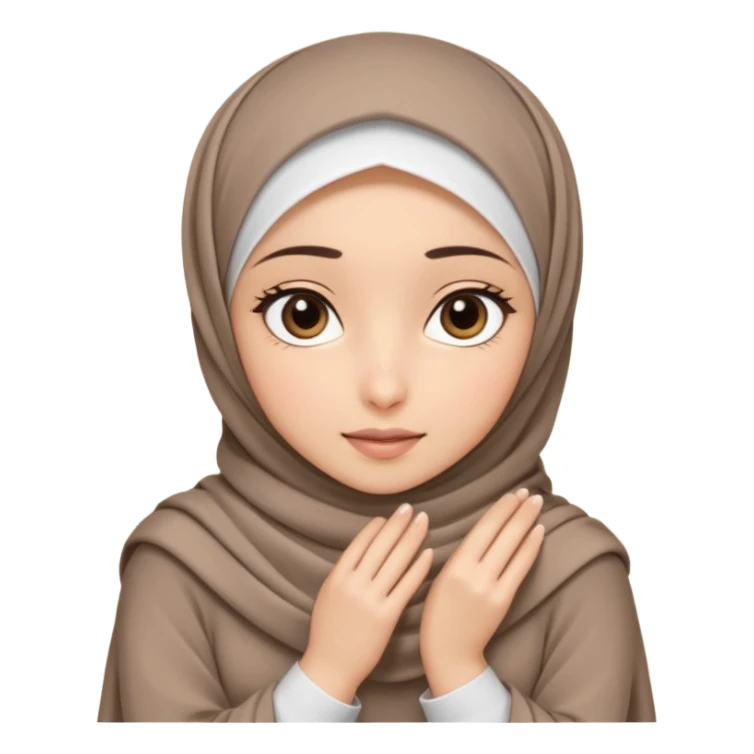 Hijabi girl sitting.     head covered
hands pulling the fabric in
shy-but-dramatic energy
“no cameras pls” but in a cute way
soft + mysterious vibe sticker