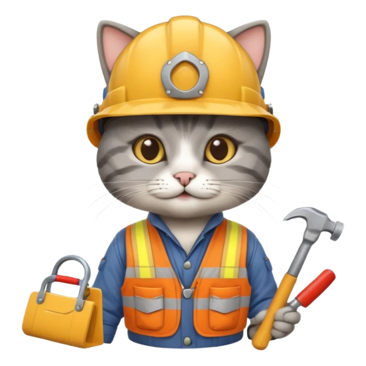 cat, handyman Outfit, wearing a Helmet sticker